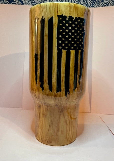 SOLD: Custom Woodgrain American Flag